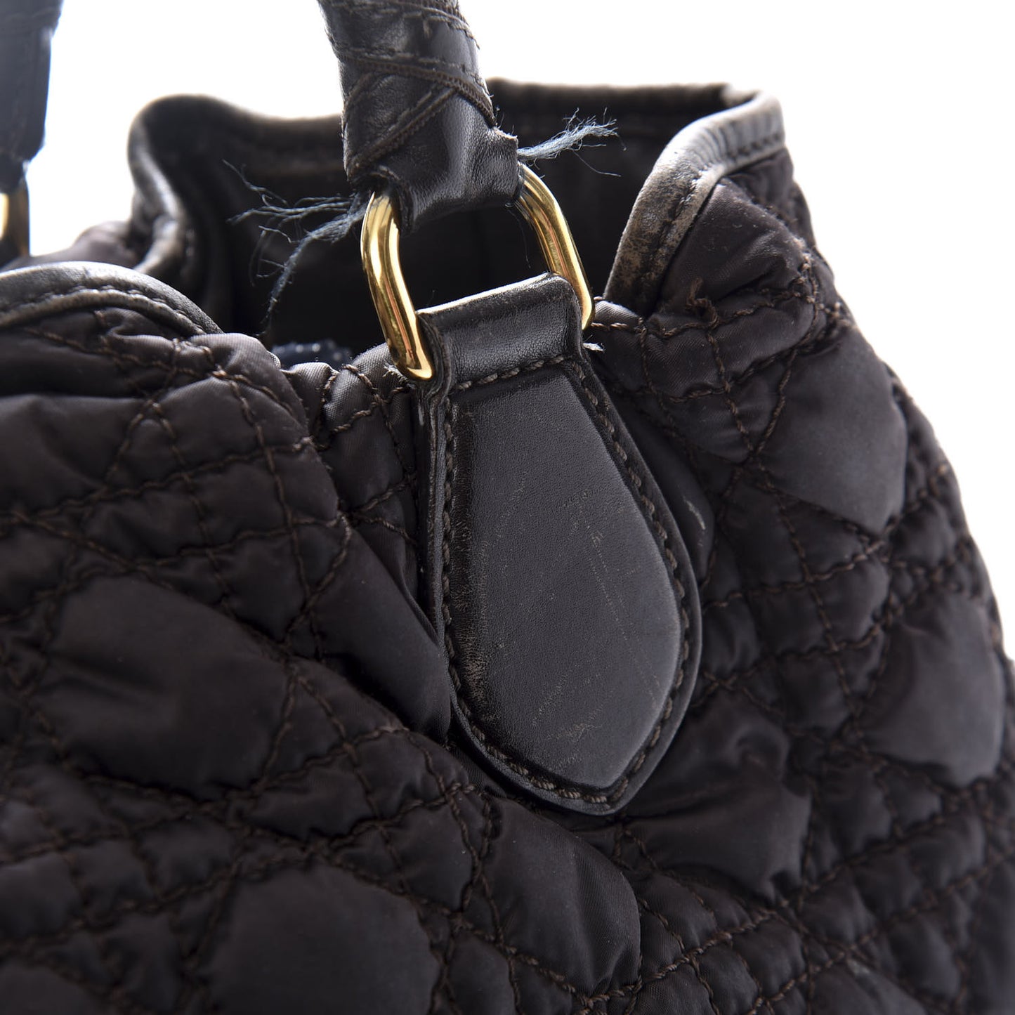 Nylon Cannage Shopper Tote Black