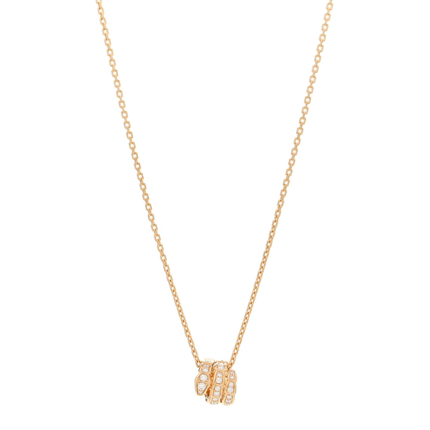 18K Yellow Gold Diamond Serpenti Viper Pave Pendant Necklace