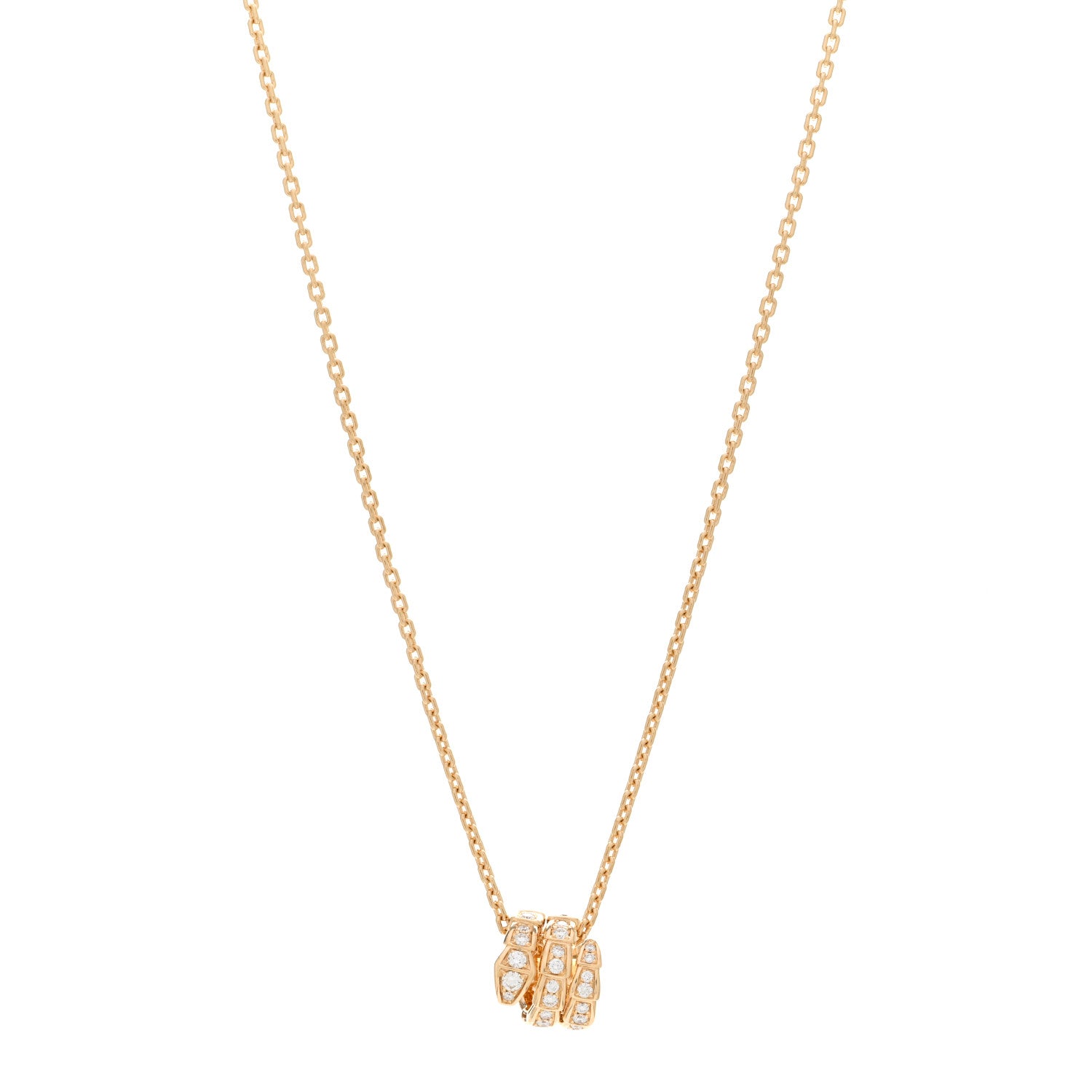 Bulgari 18K Yellow Gold Diamond Serpenti Viper Pave Pendant Necklace 1 of 5