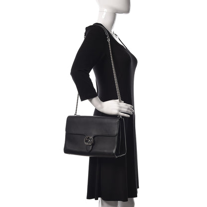 Gucci Moon Calfskin Medium Interlocking G Shoulder Bag Black 2 of 12