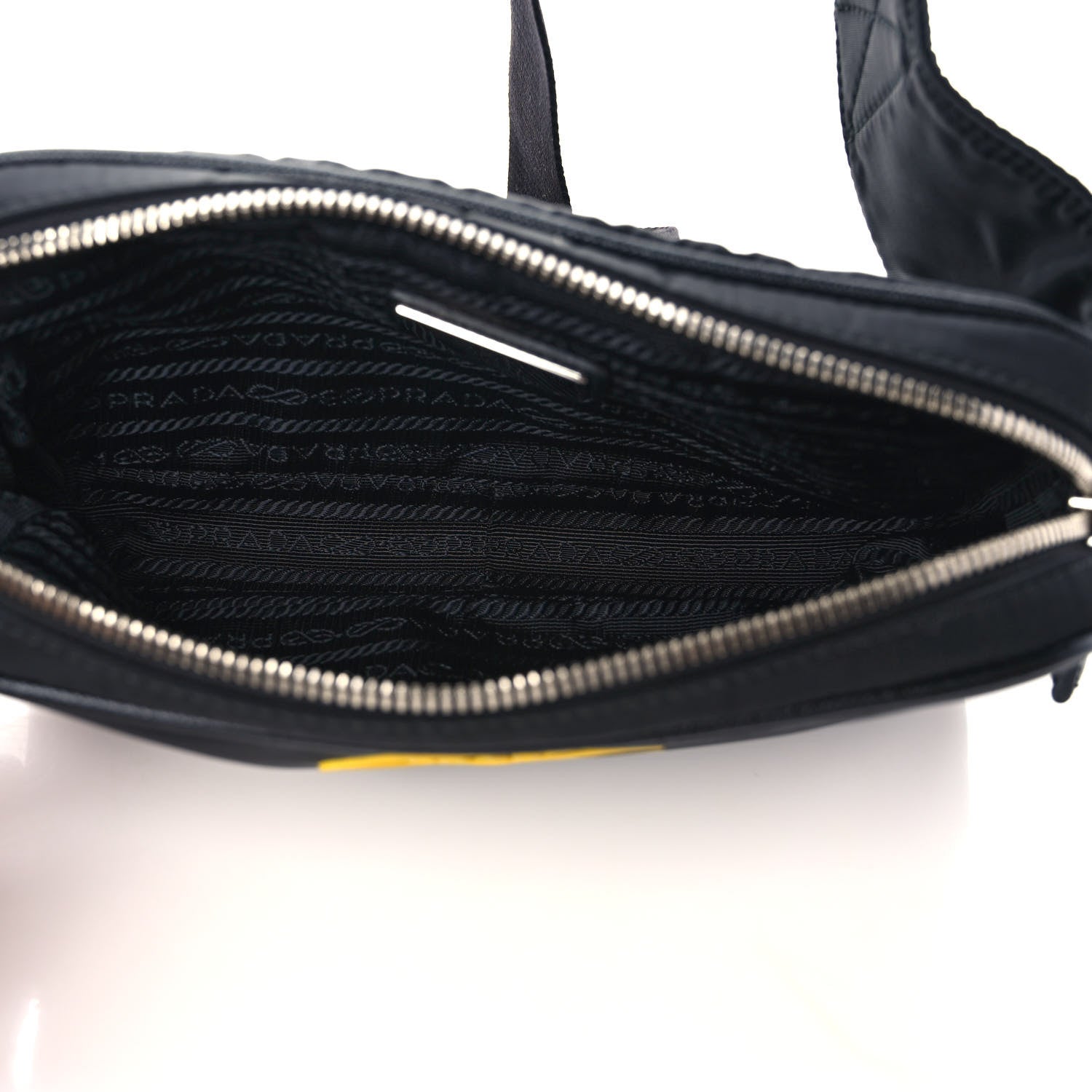 Prada Re-Nylon Saffiano Belt Bag Black Yellow 5 of 9