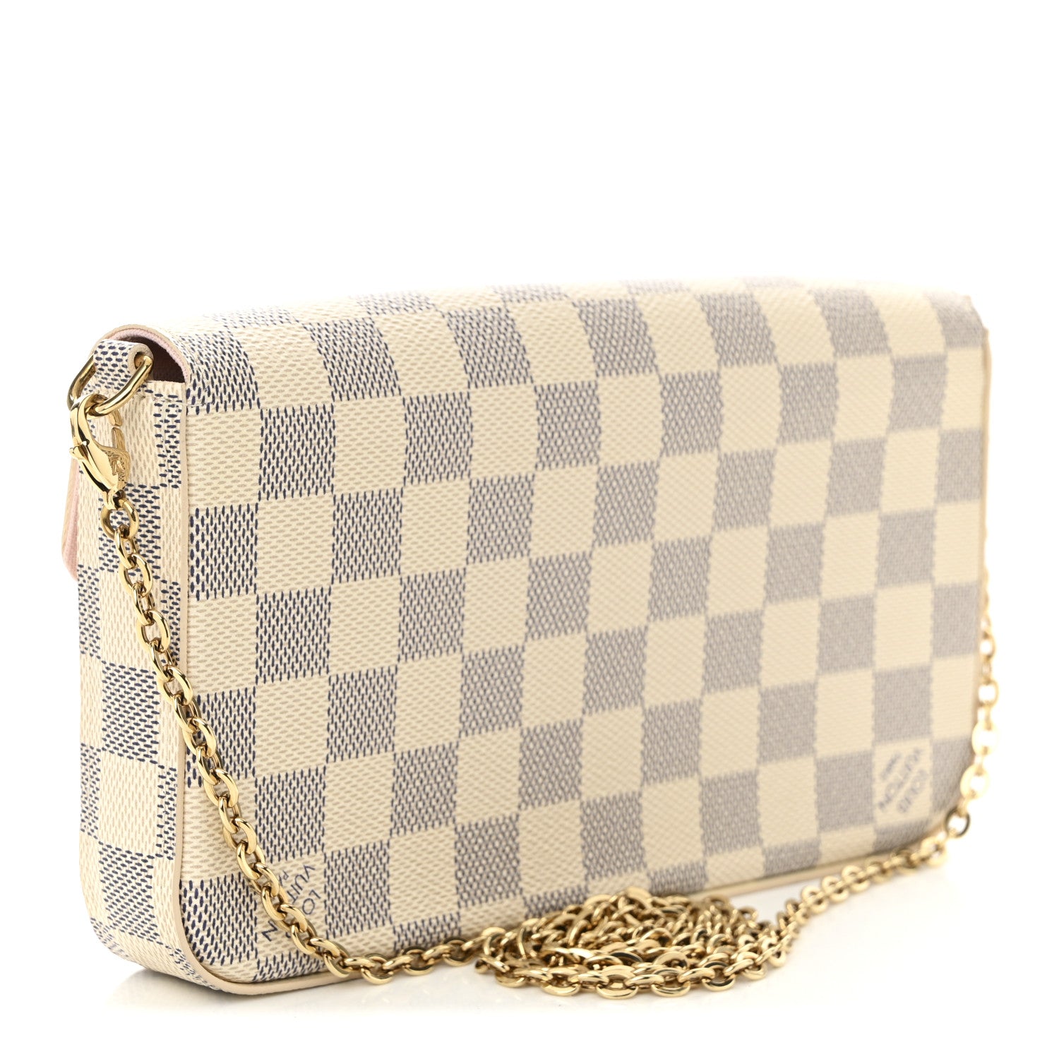 Louis Vuitton Damier Azur Pochette Felicie Chain Wallet Rose Ballerine 4 of 11