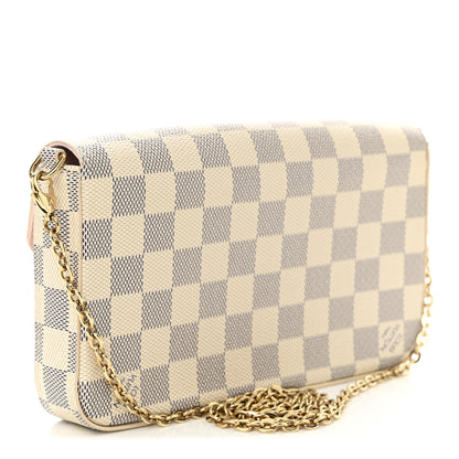 Louis Vuitton Damier Azur Pochette Felicie Chain Wallet Rose Ballerine 4 of 11