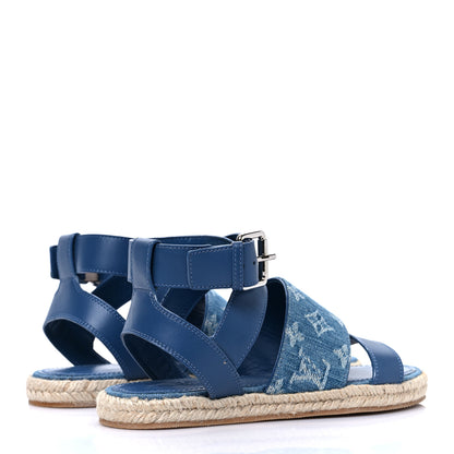 Louis Vuitton Monogram Denim Starboard Espadrille Flat Sandal 36 Blue 4 of 8