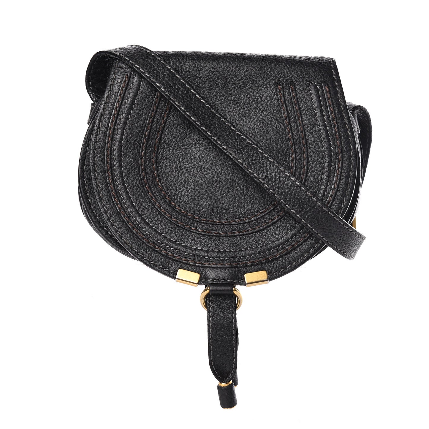 Calfskin Mini Marcie Round Crossbody Bag Black