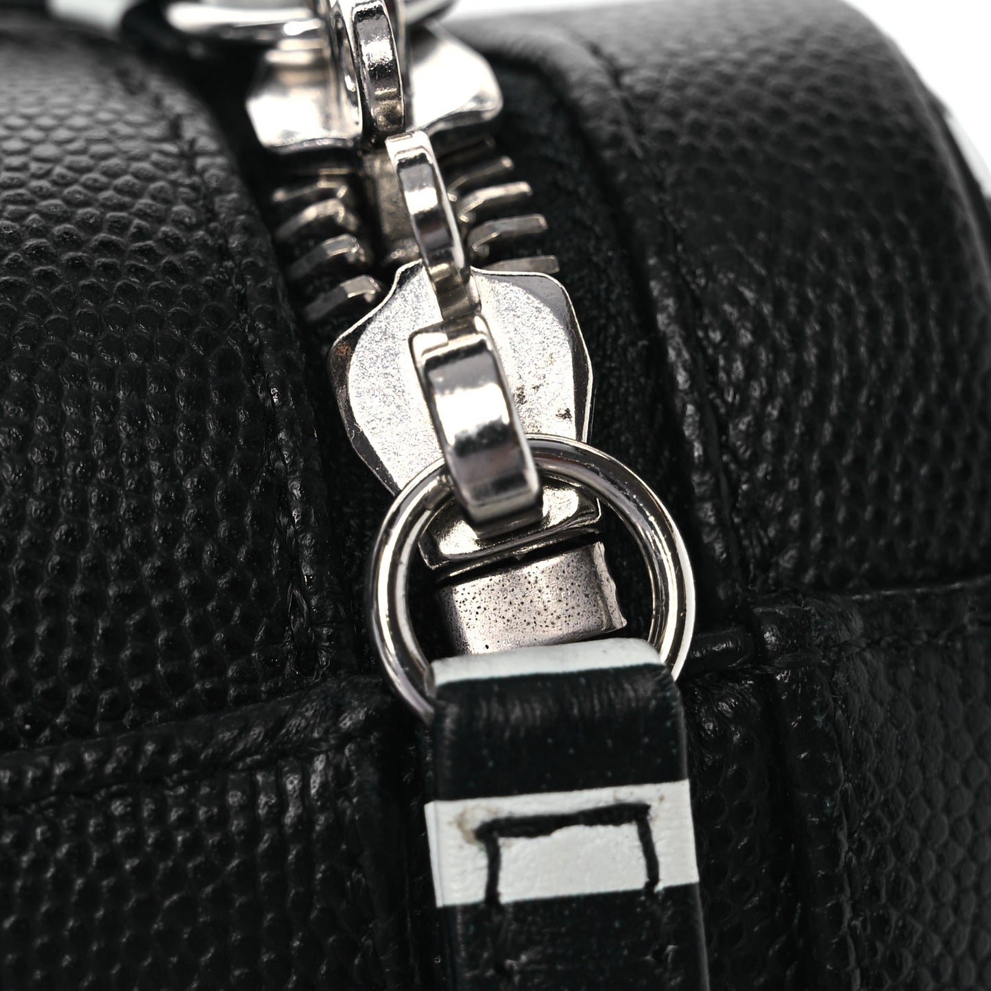 Caviar Quilted Striped Small CC Filigree Vanity Case Black White
