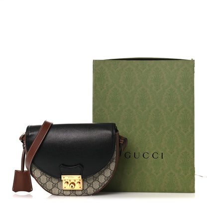 Gucci GG Supreme Monogram Calfskin Small Padlock Messenger Shoulder Bag Beige Black Cuir Beige Black Cuir 12 of 12