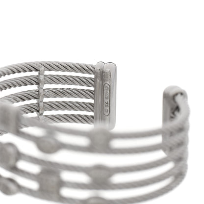 David Yurman Sterling Silver Diamond Five Row Confetti Cuff Bracelet 3 of 4