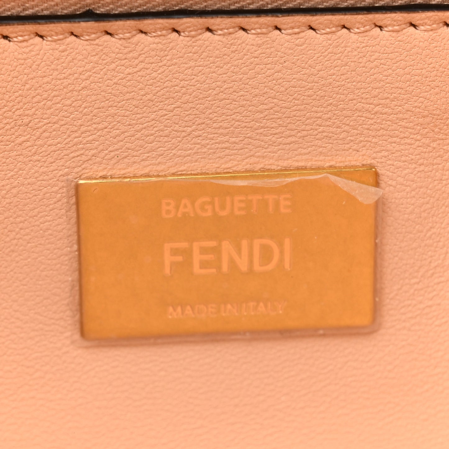Nappa Small FF Embossed Midi Chain Baguette Light Rose
