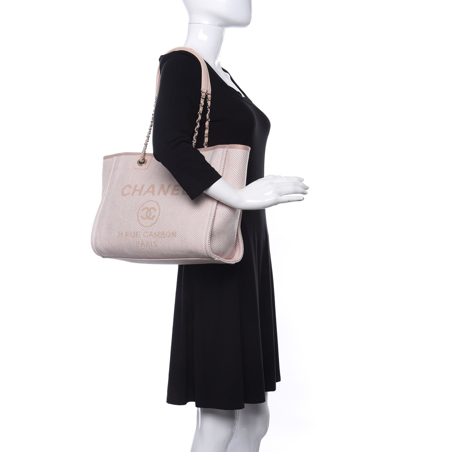 Chanel Mixed Fibers Calfskin Small Deauville Tote Beige 2 of 10