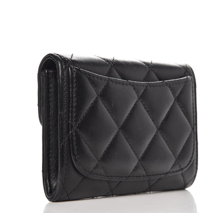 Chanel Lambskin Quilted Flap Card Holder Wallet Black 3 of 9