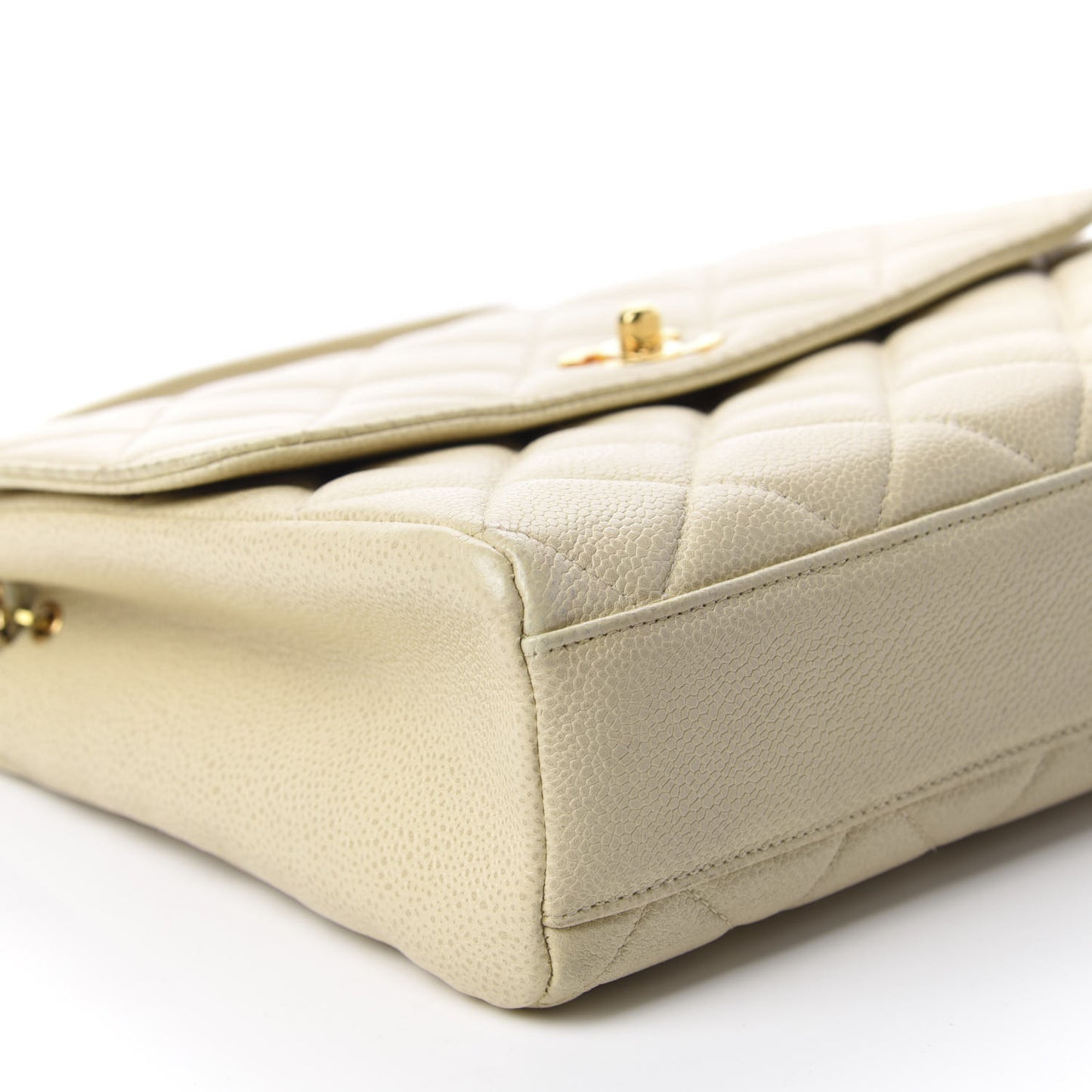 Caviar Quilted Medium Single Flap Ivory
