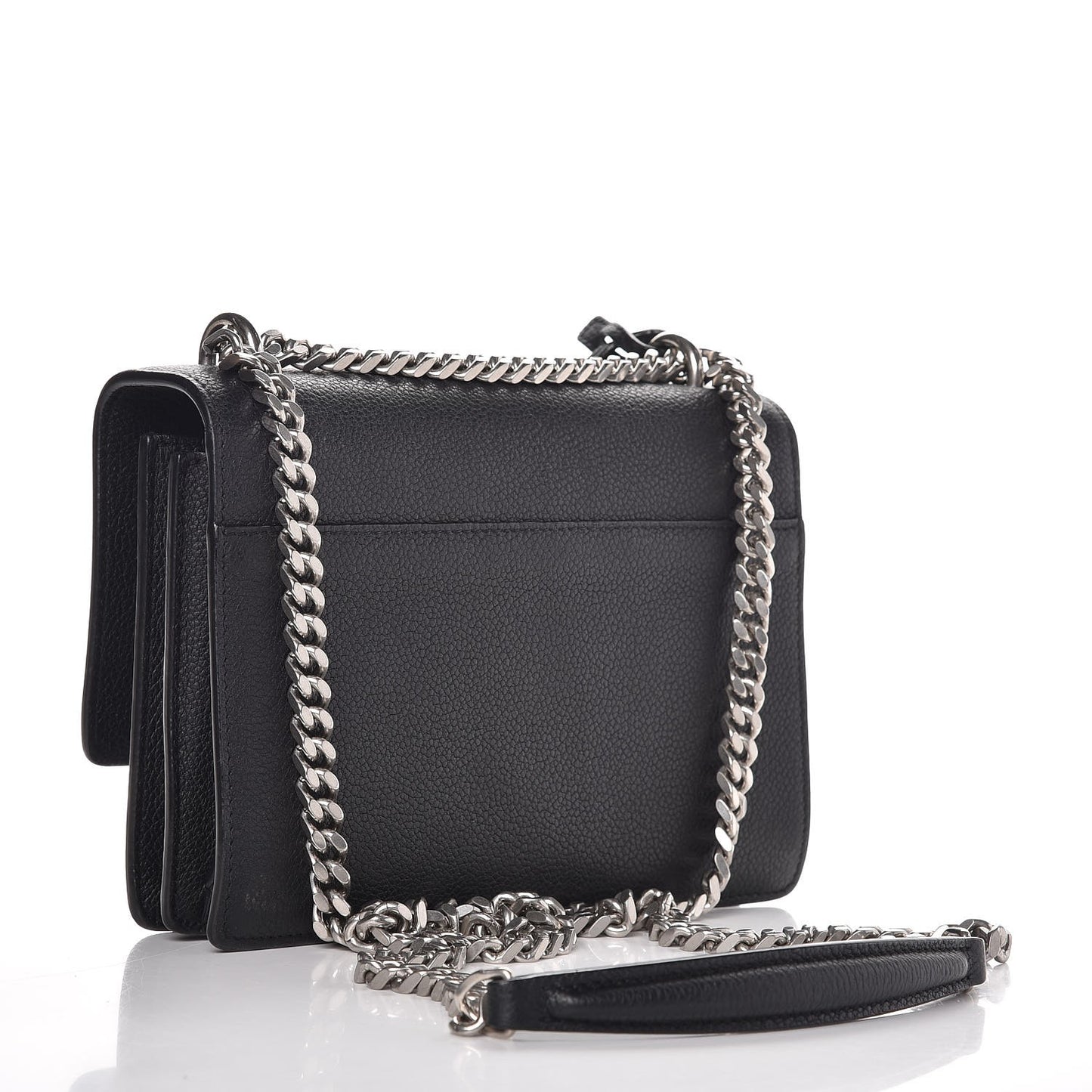 Grained Calfskin Medium Monogram Sunset Satchel Black