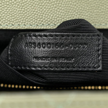 Saint Laurent Grain De Poudre Textured Mixed Matelasse Large Triquilt Monogram Satchel Light Sage 7 of 11