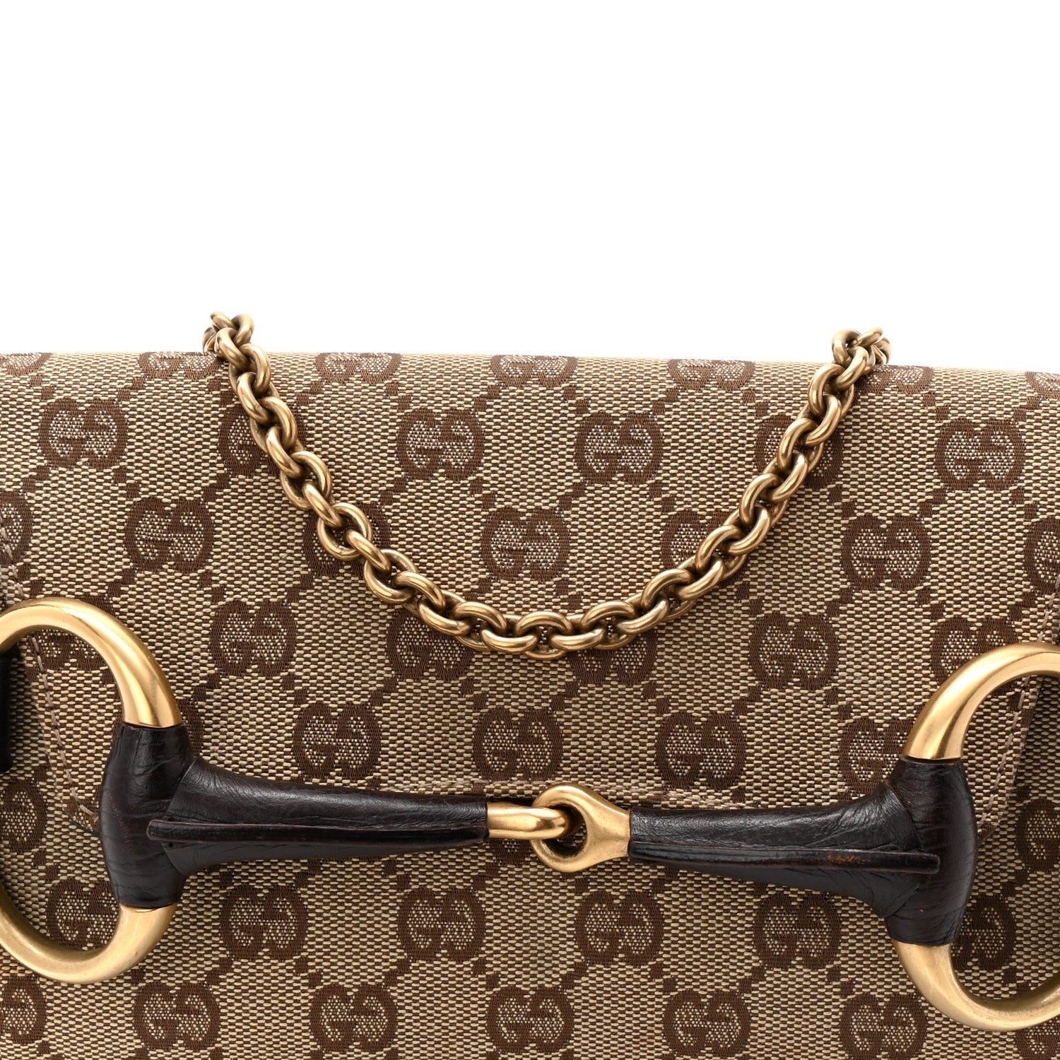 Gucci Monogram Horsebit Clutch Dark Brown 8 of 11
