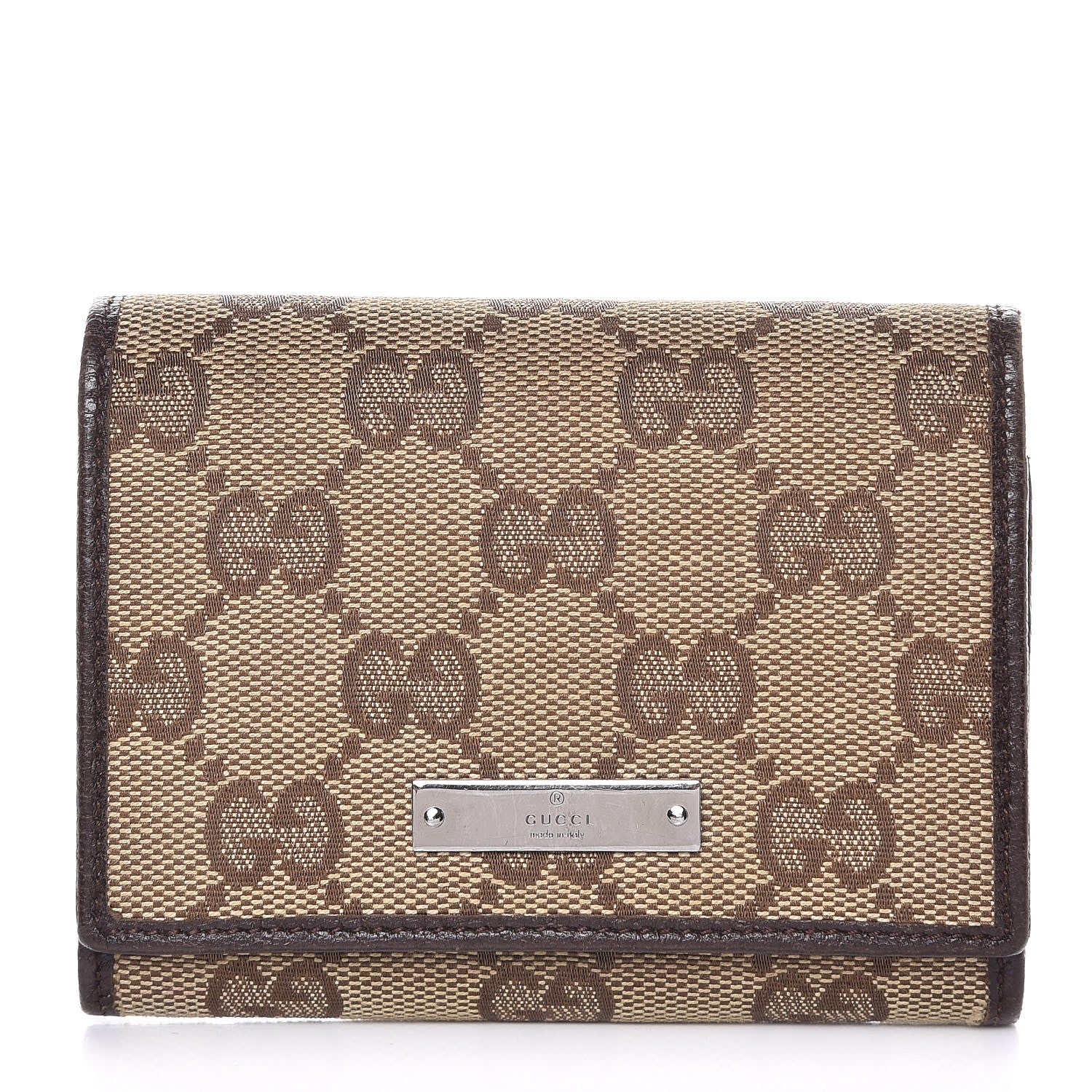 Gucci GG Monogram Card CaseFlap Wallet Dark Brown 1 of 7