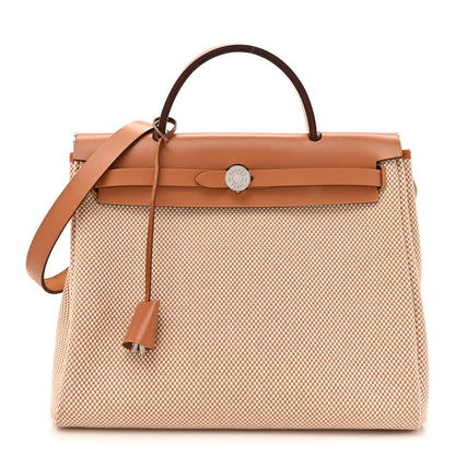Hermes Vache Hunter Criss Viking Herbag Zip Retourne 31 PM Ecru Beige Naturel 1 of 19