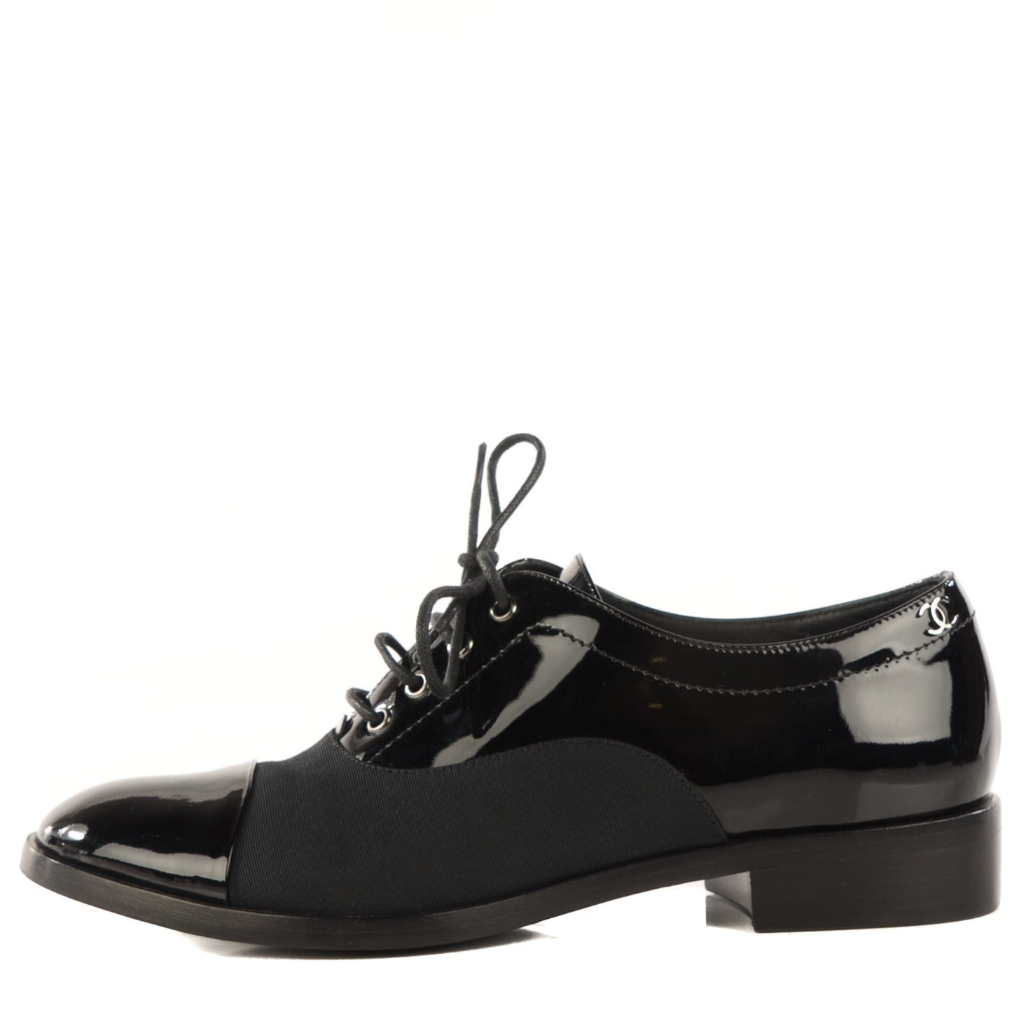 Patent Grosgrain Lace Up Oxfords 36.5 Black