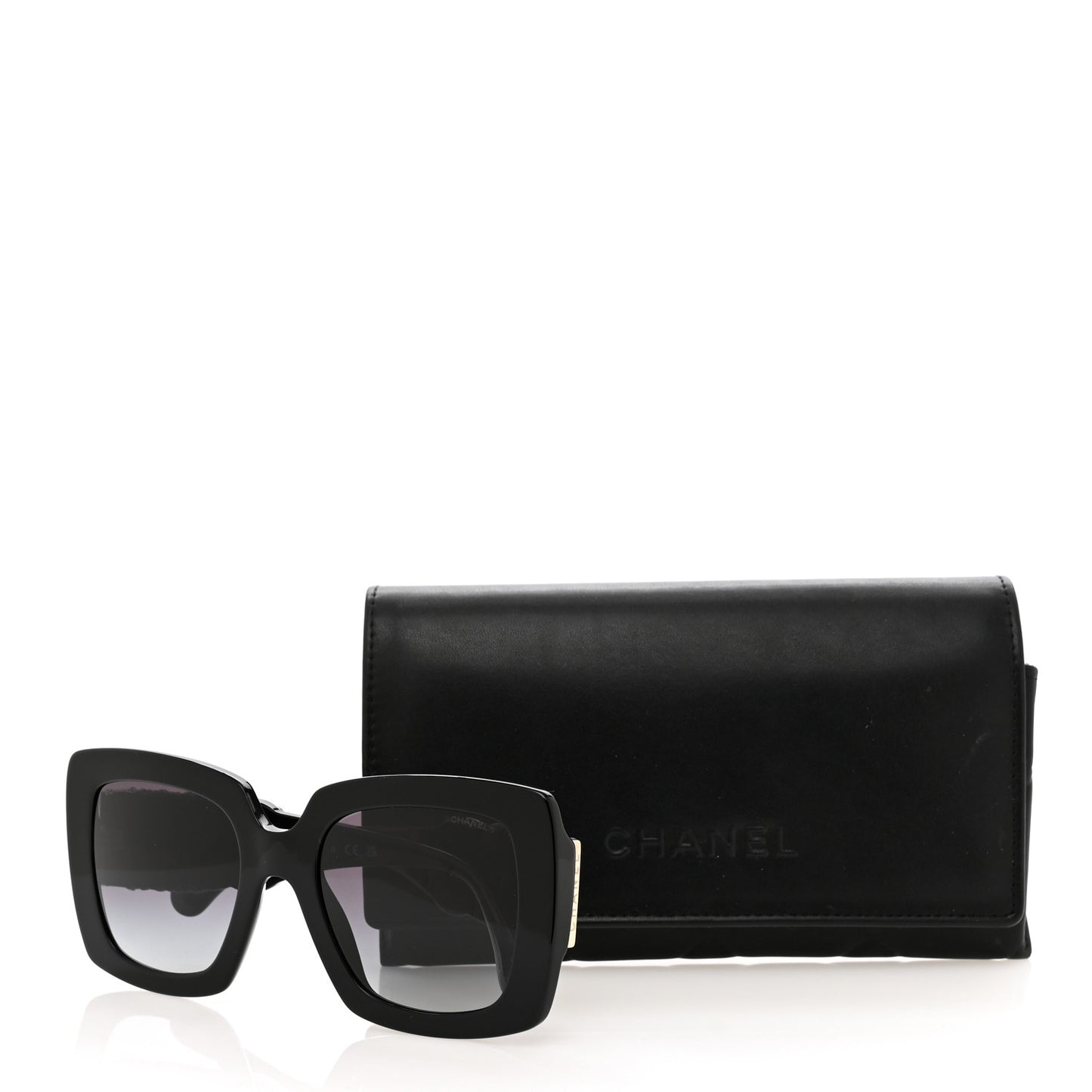 Acetate Calfskin Square Sunglasses 5474-Q Black