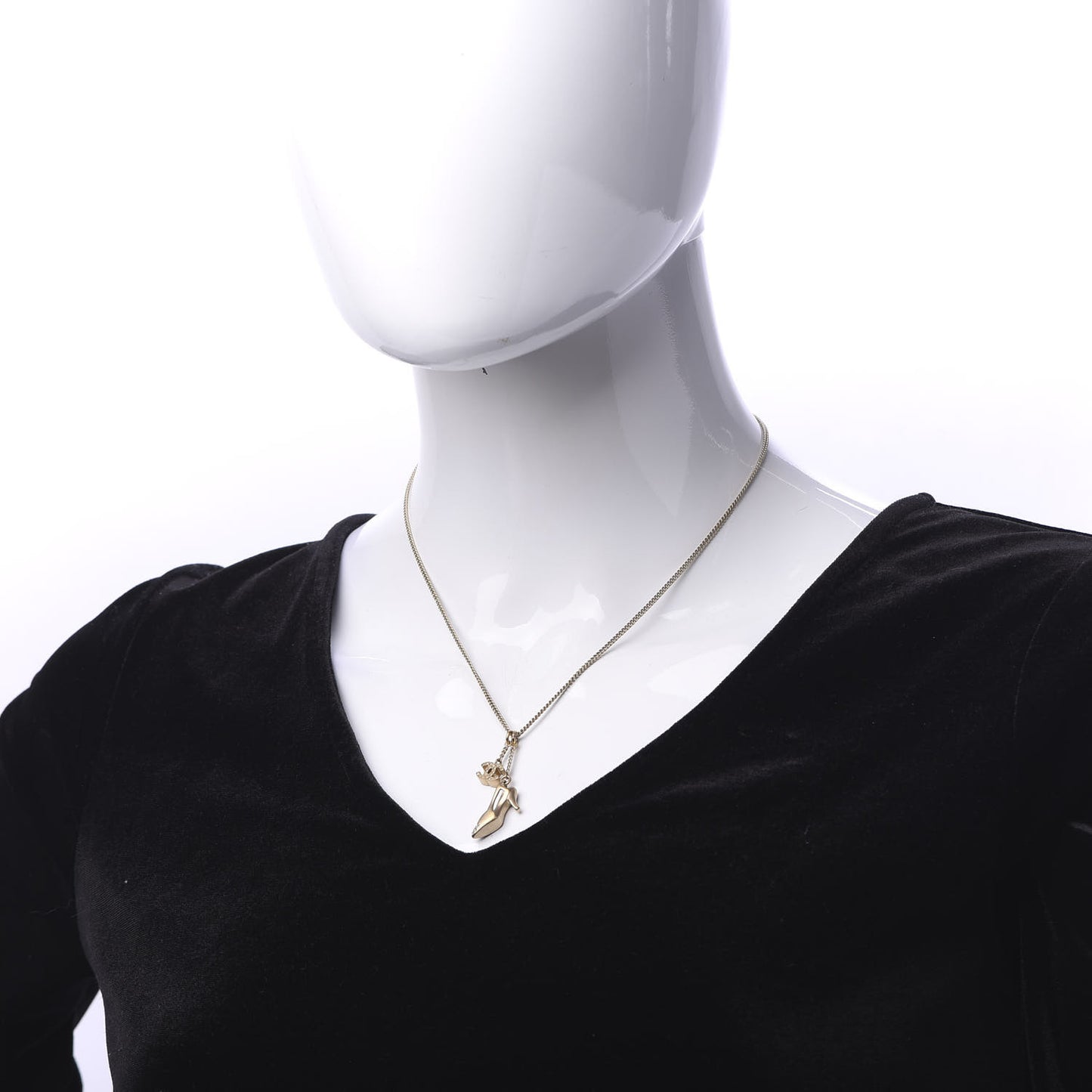 Crystal CC Heel Motif Necklace Gold
