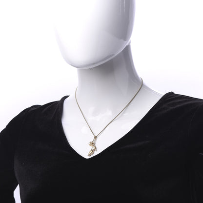 Chanel Crystal CC Heel Motif Necklace Gold 2 of 6