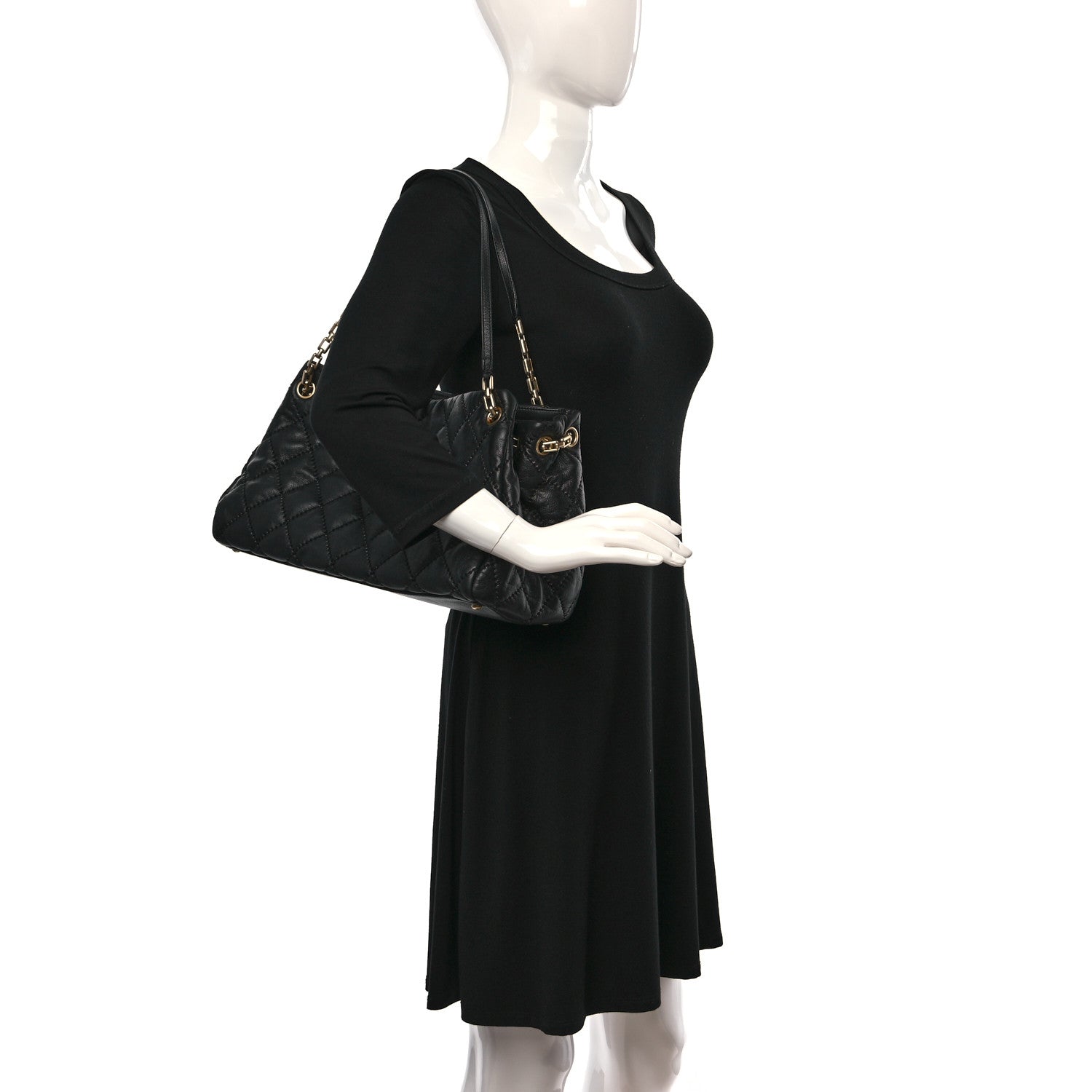 Chanel Calfskin Stitched Large Retro Chain Tote Black 2 of 12