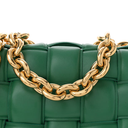 Bottega Veneta Lambskin Maxi Intreccio Padded Chain Cassette Crossbody Bag Racing Green 7 of 9