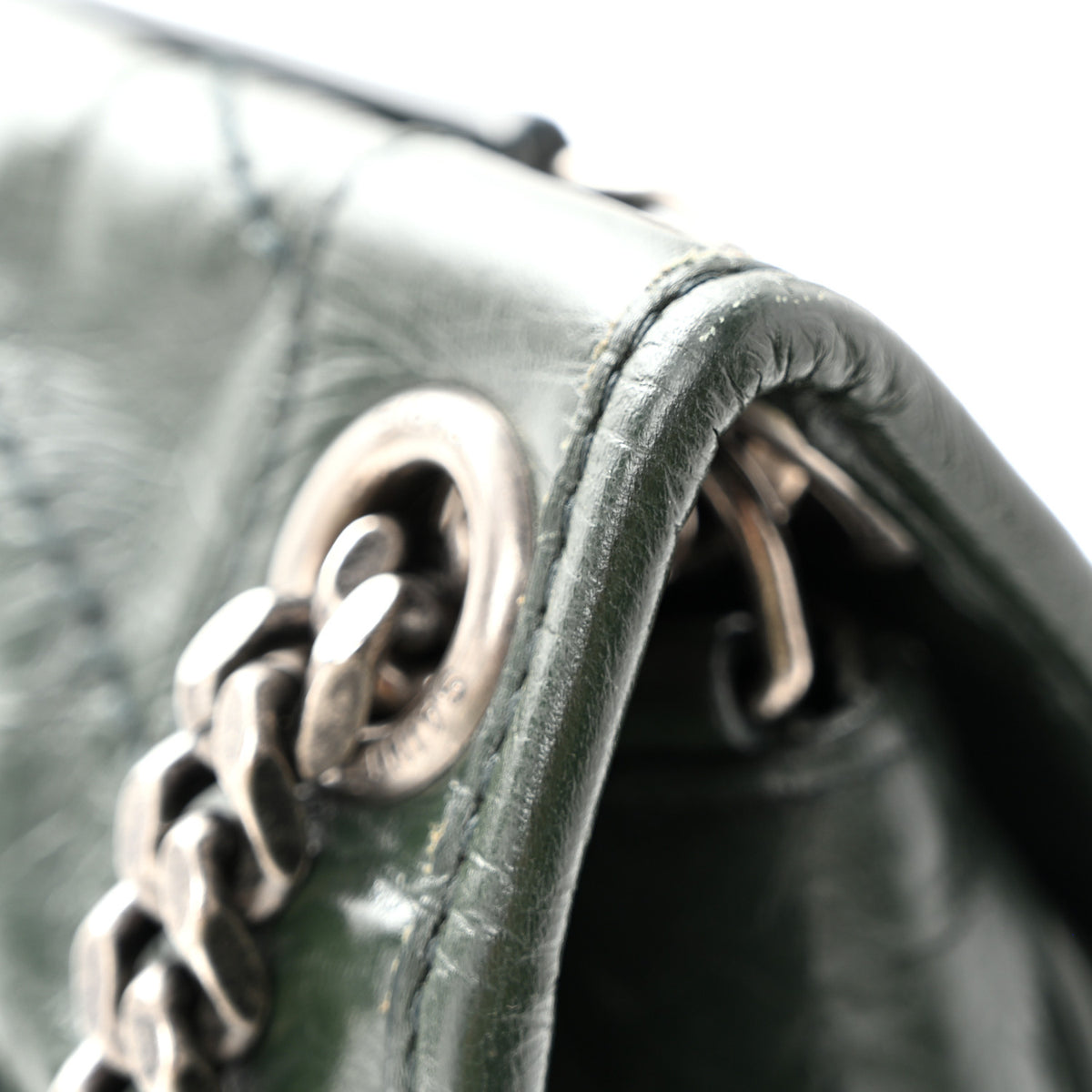 Saint Laurent Crinkled Lambskin Matelasse Monogram Medium Niki Chain Satchel Military Olive 14 of 15