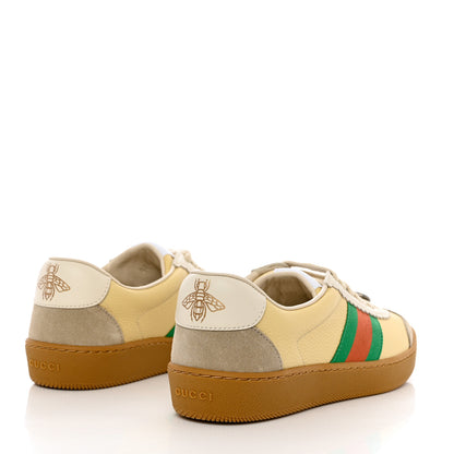 Gucci Calfskin Suede Web Womens G74 Sneakers 35 Oatmeal Burro New Mystic White 4 of 8