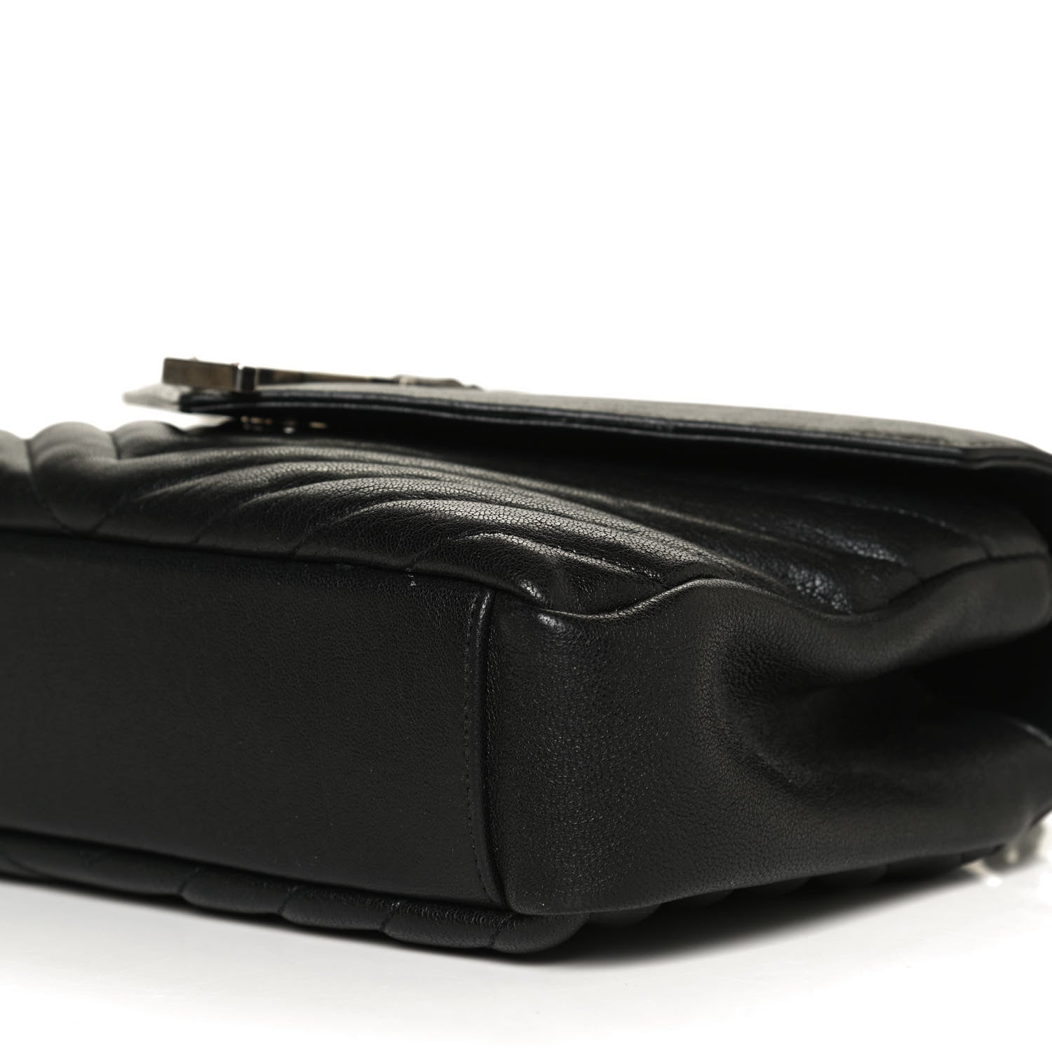 Saint Laurent Sheepskin Matelasse Chevron Monogram Medium College Bag Black 11 of 12