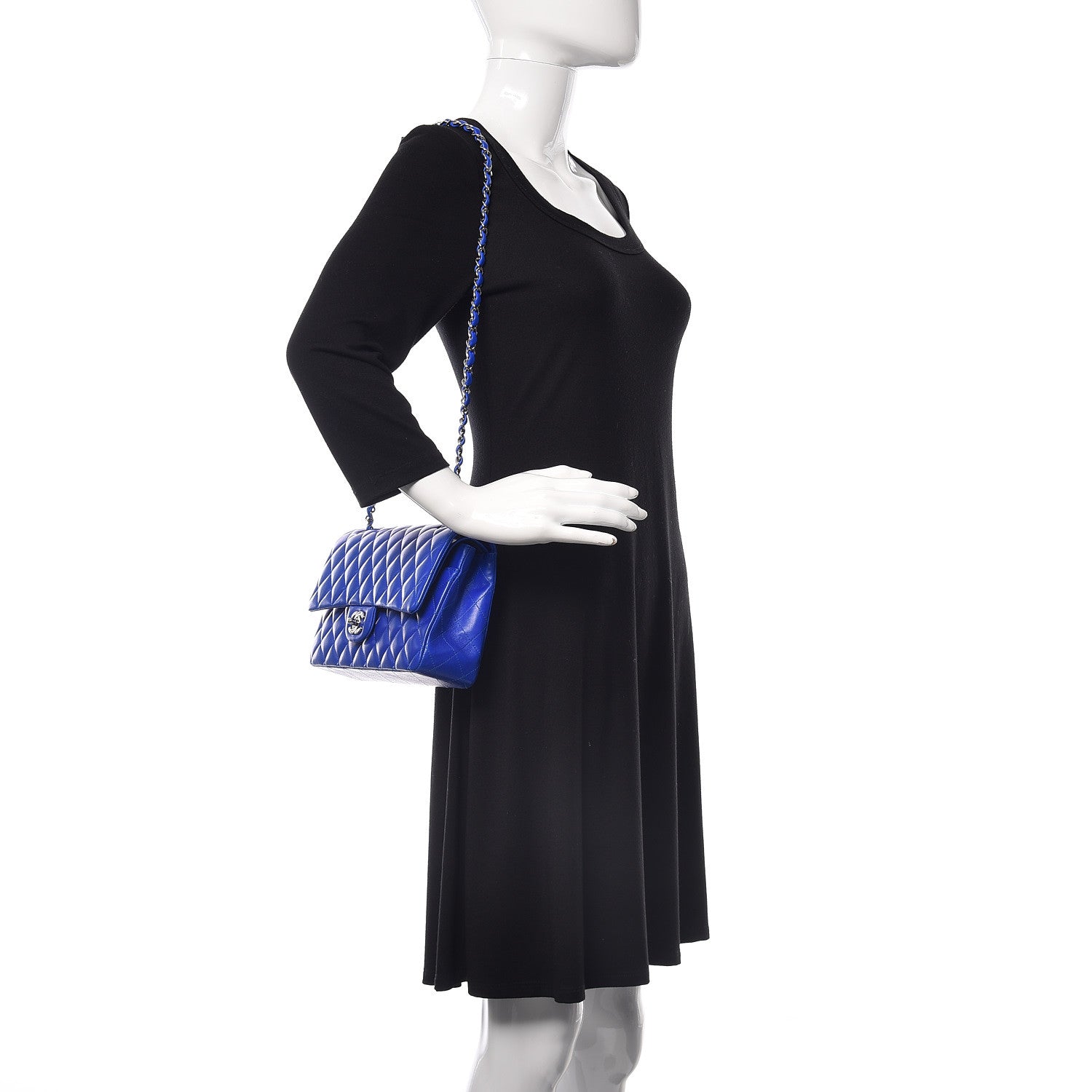 Chanel Lambskin Quilted Medium Double Flap Blue 2 of 10