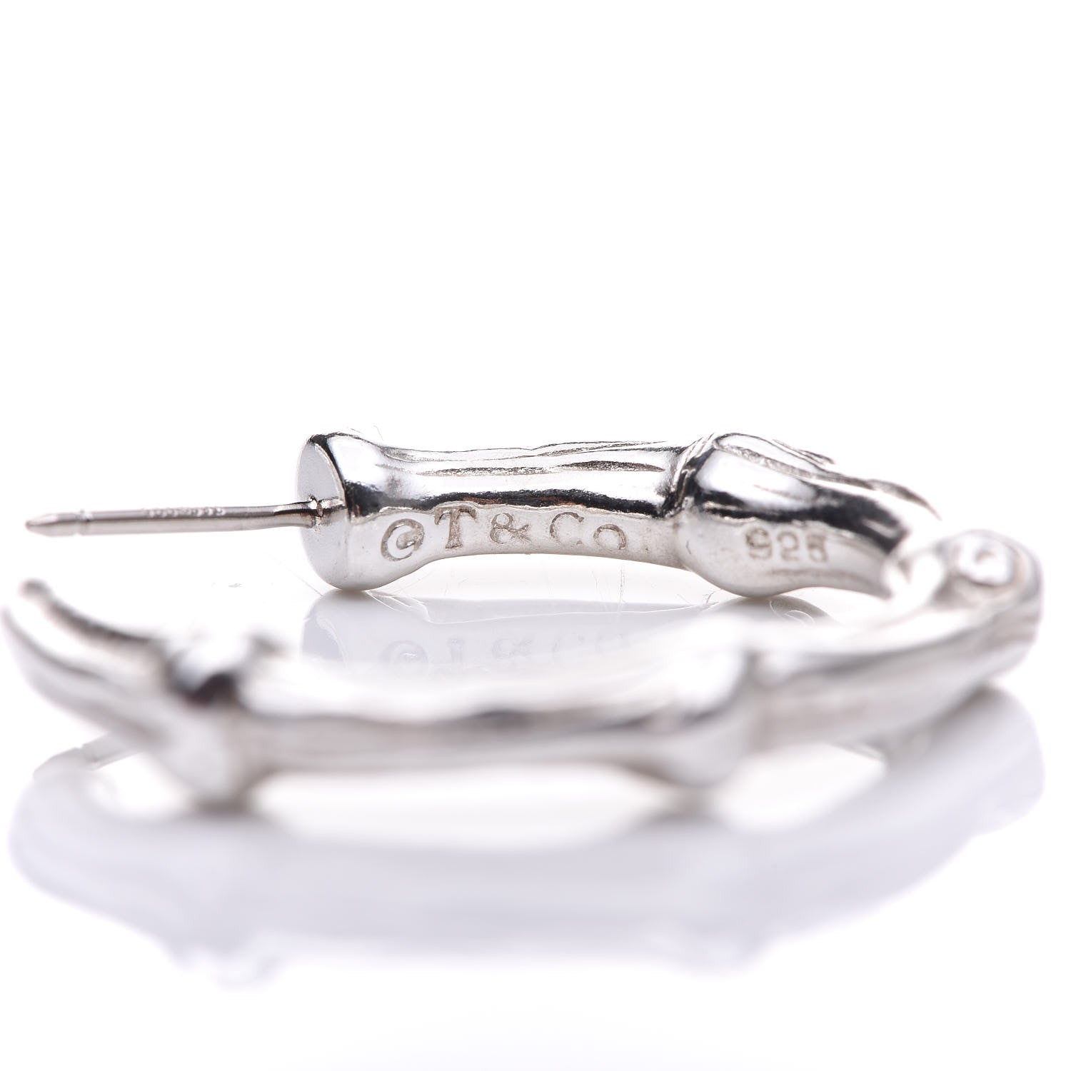 Tiffany Sterling Silver Bamboo Hoop Earrings 4 of 7