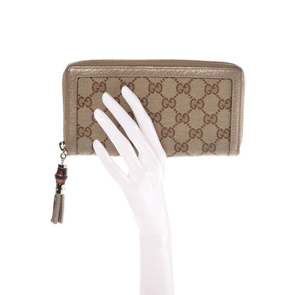Gucci Monogram Bamboo Tassel Zip Around Wallet Gold 2 of 9