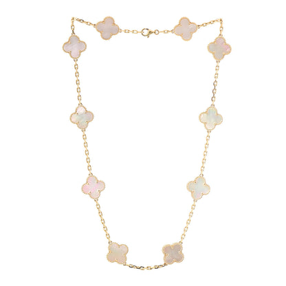 Van Cleef & Arpels 18K Yellow Gold Mother of Pearl 10 Motifs Vintage Alhambra Necklace 3 of 5