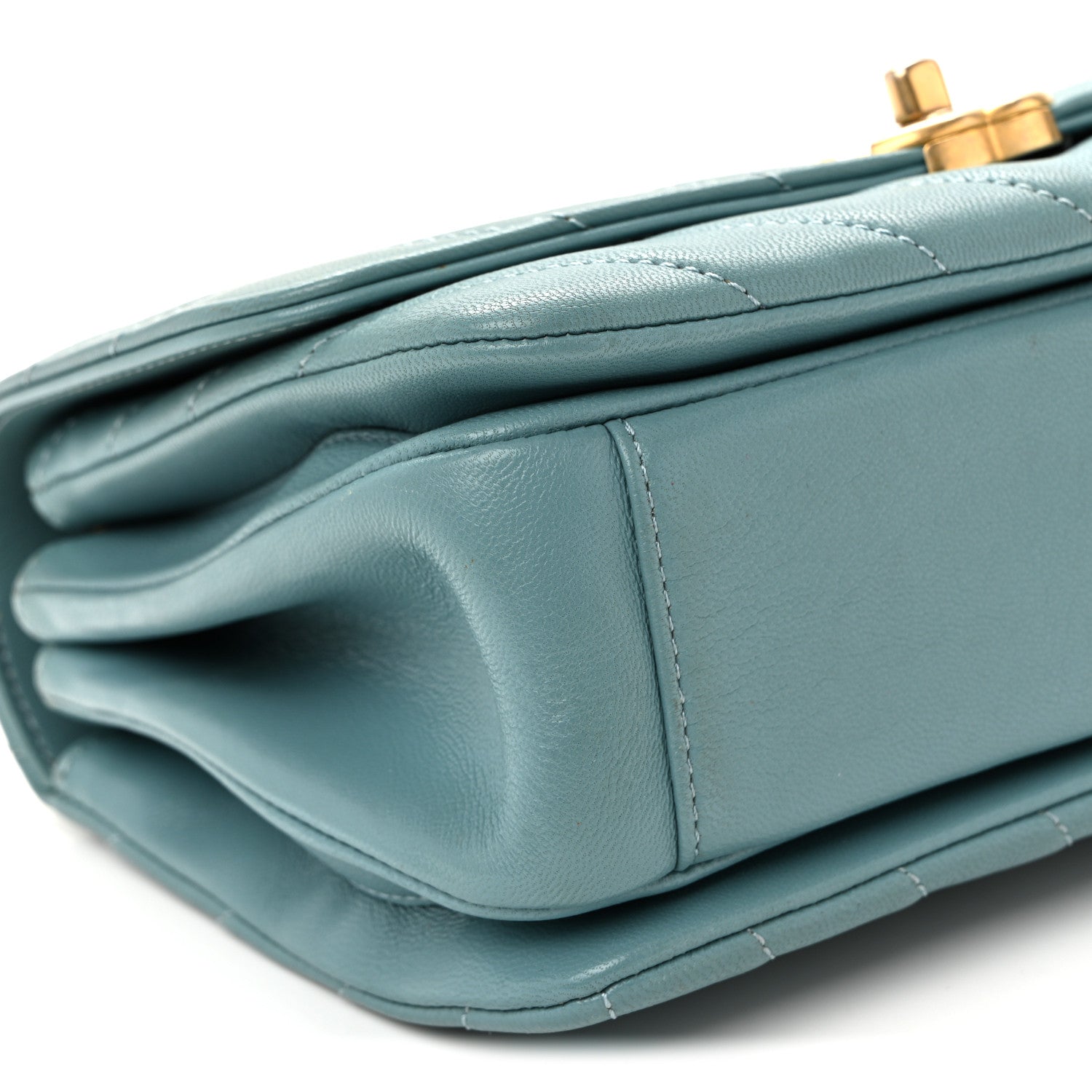 Chanel Lambskin Chevron Quilted Gold Top Handle Flap Bag Blue 9 of 11