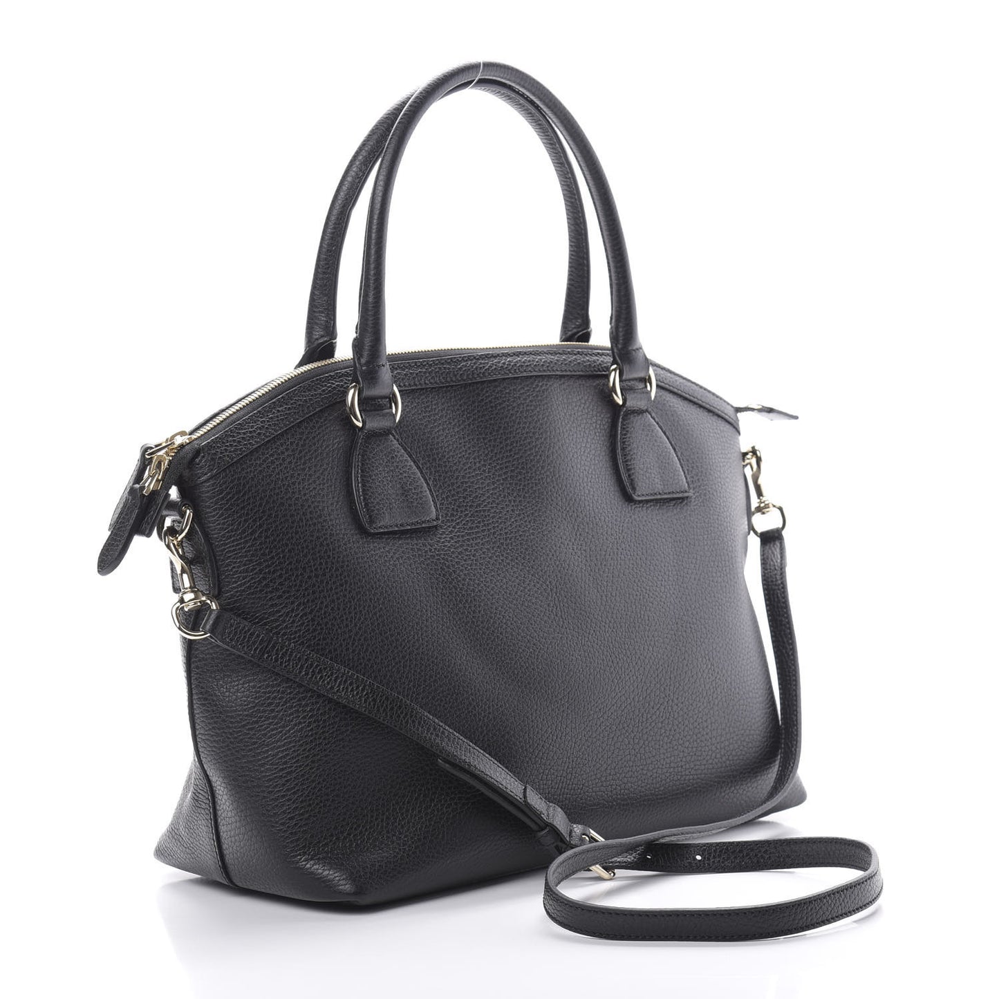 Dollar Calfskin GG Charm Dome Satchel Black