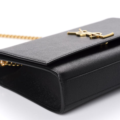 Saint Laurent Grain De Poudre Medium Classic Monogram Kate Satchel Black 6 of 11