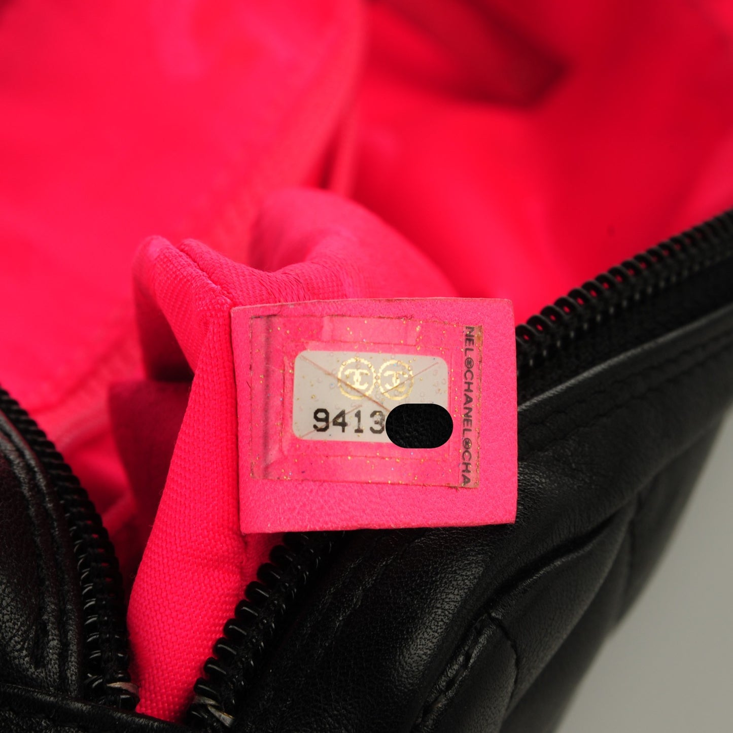 Calfskin Quilted Cambon Pochette Black White