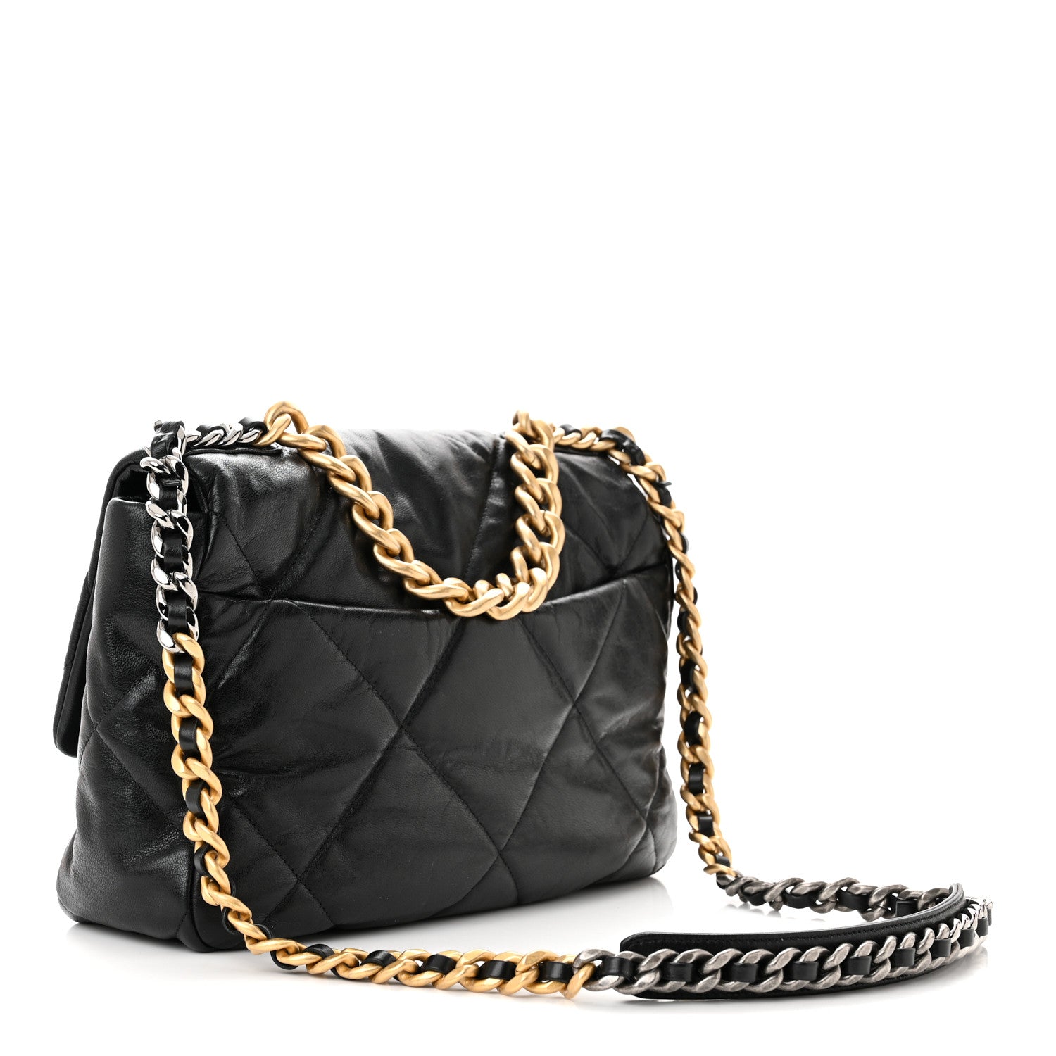 Chanel Goatskin Quilted Large Chanel 19 Flap Black 3 of 12