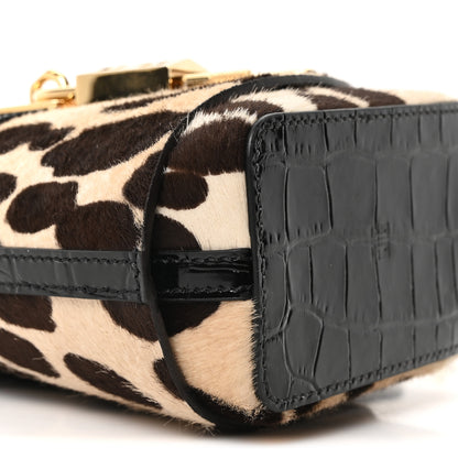Givenchy Pony Calfskin Micro Leopard Print Shark Lock Bucket Bag Black Beige 9 of 10