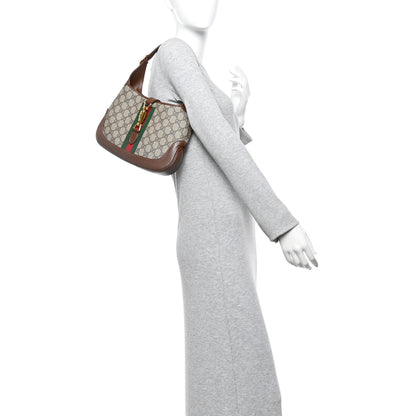 Gucci GG Supreme Monogram Azalea Calfskin Web Small Jackie 1961 Hobo Beige Ebony Brown Sugar 2 of 11