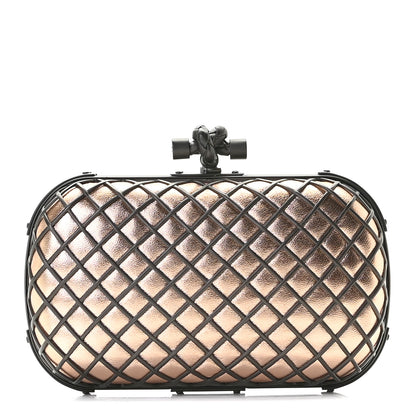 Bottega Veneta Metallic Cage Knot Clutch Gold 1 of 9