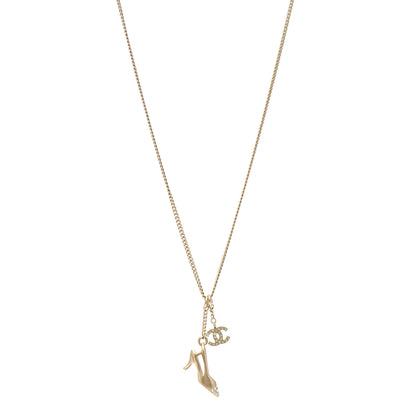 Chanel Crystal CC Heel Motif Necklace Gold 1 of 4