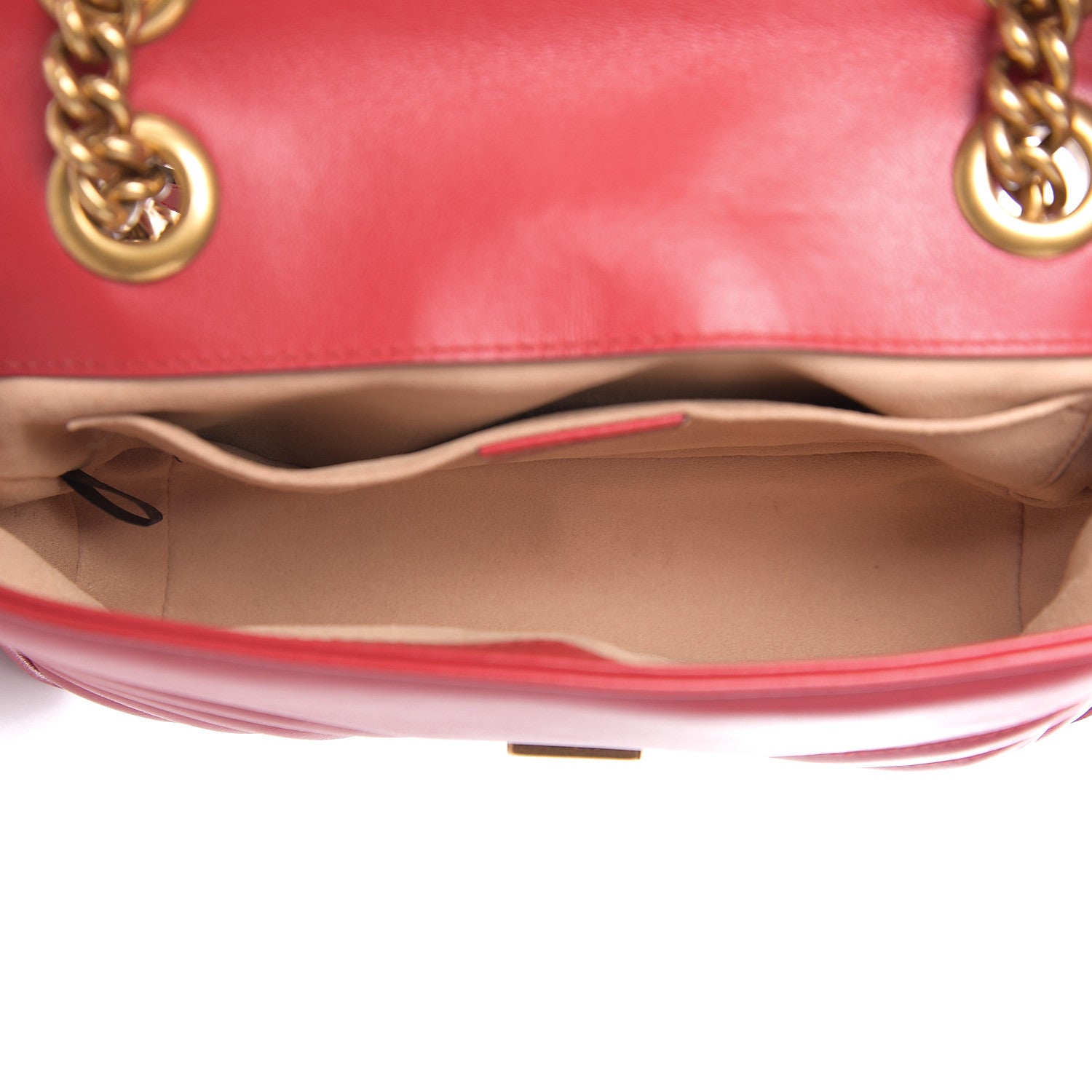 Gucci Calfskin Matelasse Mini GG Marmont Shoulder Bag Hibiscus Red 4 of 9