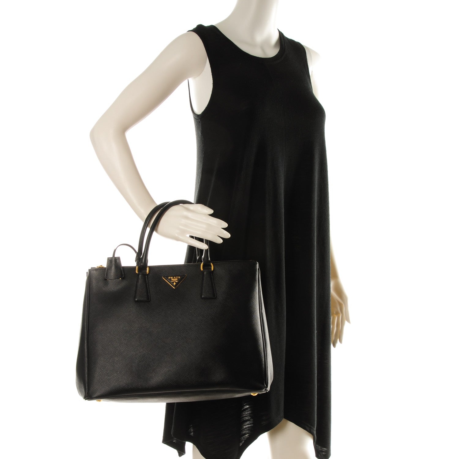 Prada Saffiano Large Galleria Double Zip Tote Black 2 of 8