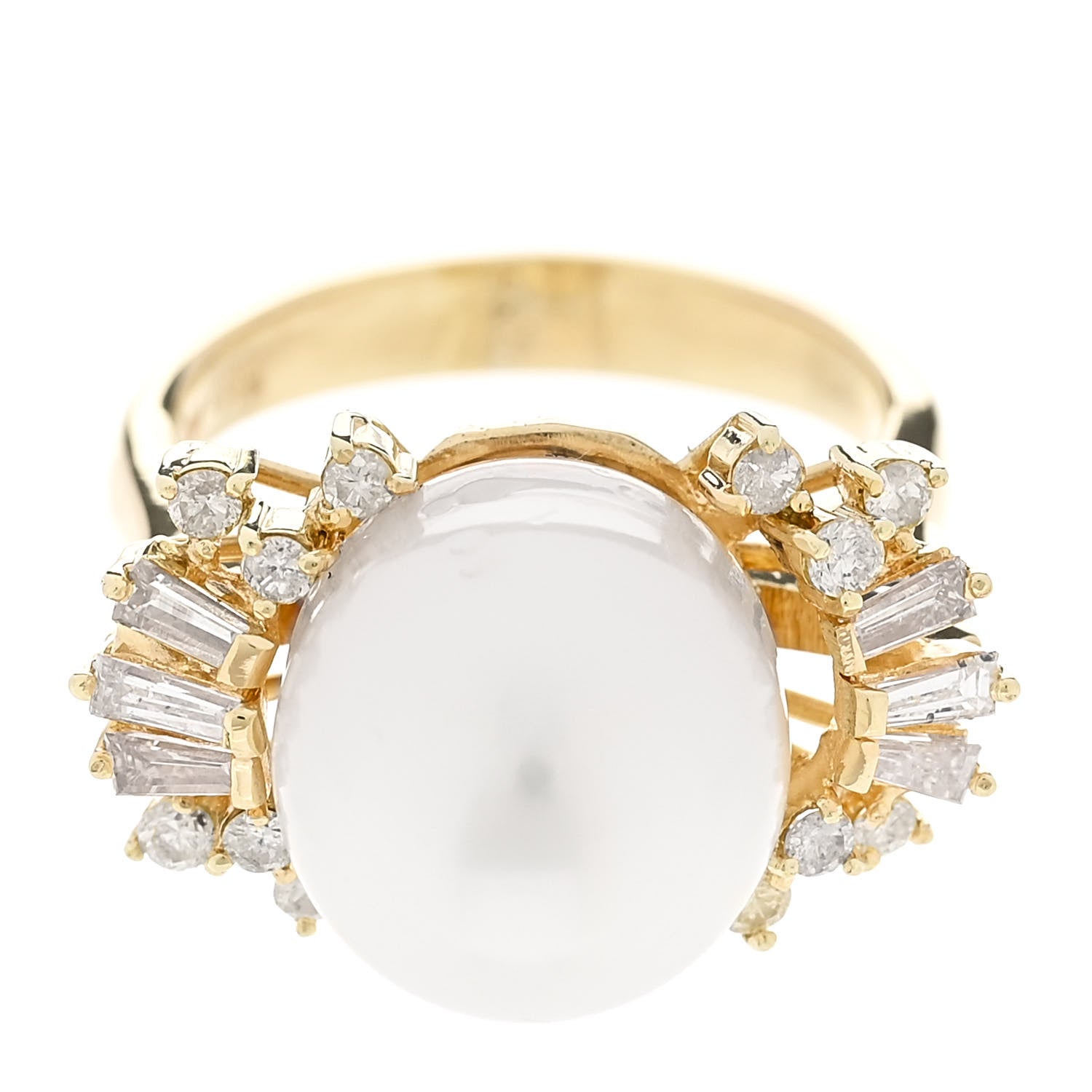 Parker & West by FASHIONPHILE 14K Yellow Gold Diamond Cultured Pearl Cocktail Ring 46 3.75 7 of 9