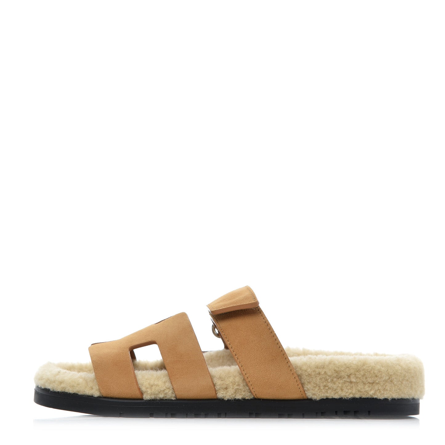 Suede Goatskin Woolskin Womens Chypre Sandals 37 Golden Beige
