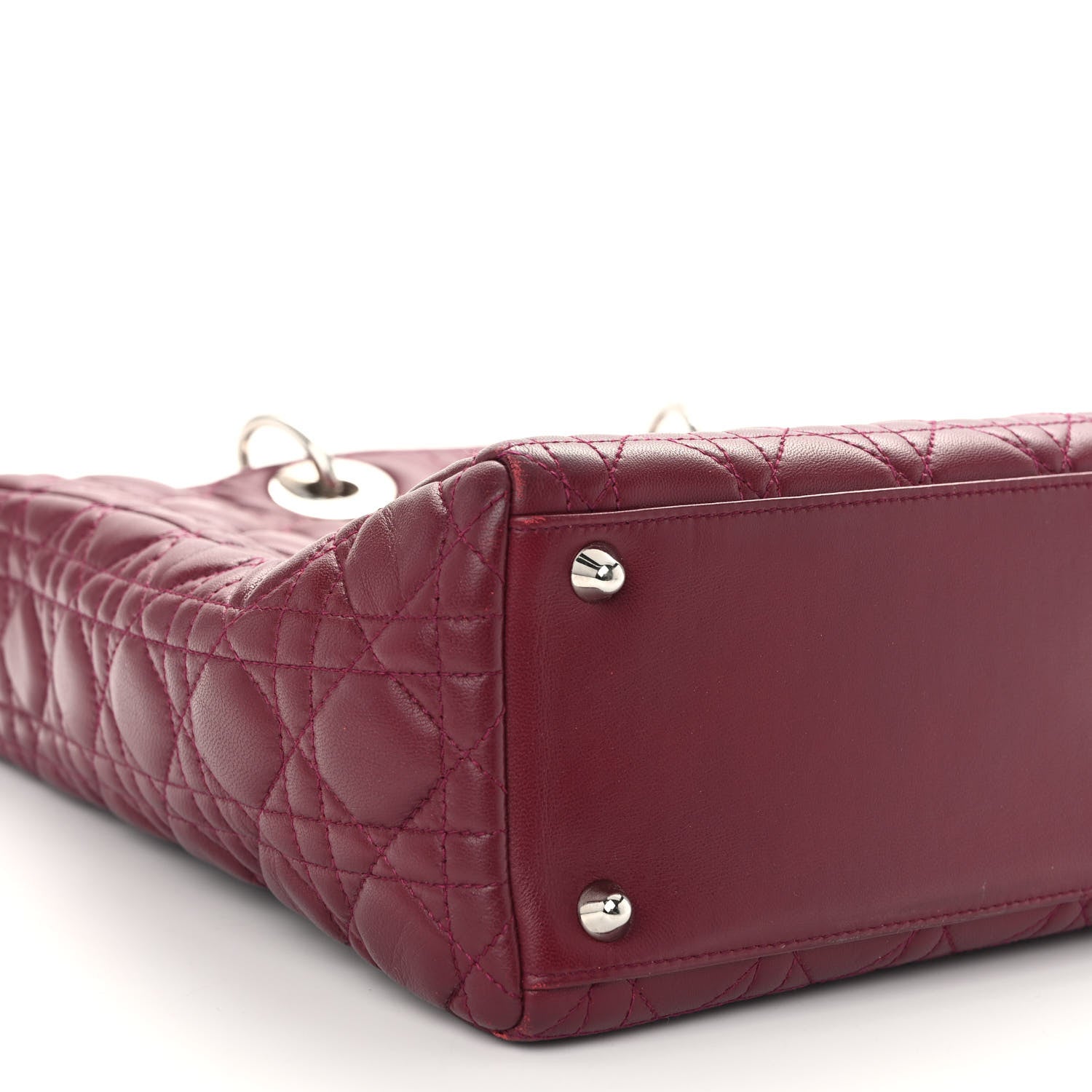 Christian Dior Lambskin Cannage Large Lady Dior Burgundy 8 of 9