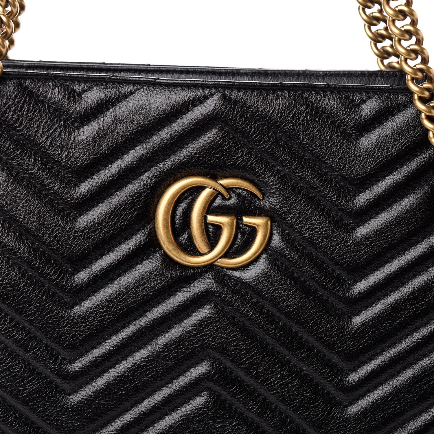 Gucci Vintage Calfskin Matelasse Medium GG Marmont Slim Tote Black 7 of 9