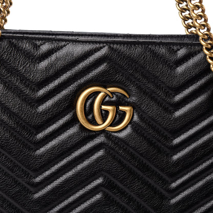 Gucci Vintage Calfskin Matelasse Medium GG Marmont Slim Tote Black 7 of 9